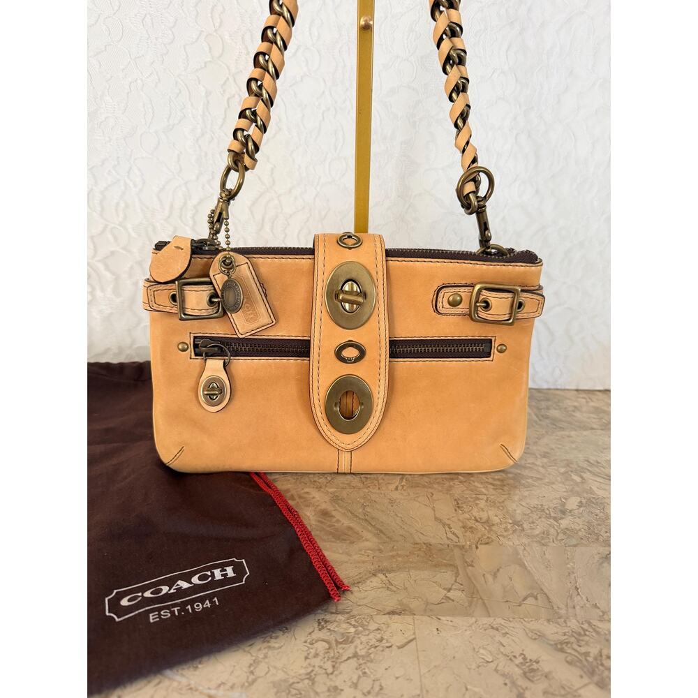 Coach 11622 Camel Bridget Handbag small Purse kisslock/braided shoulder bag